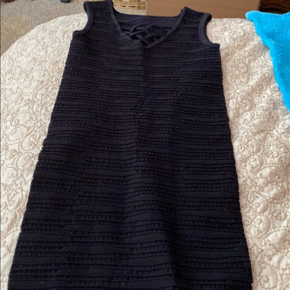 girls black fitted tank dress